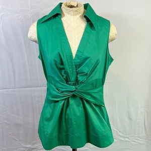 New York & Company Stretch Green Sleeveless Top Size Medium Top Zipper Side